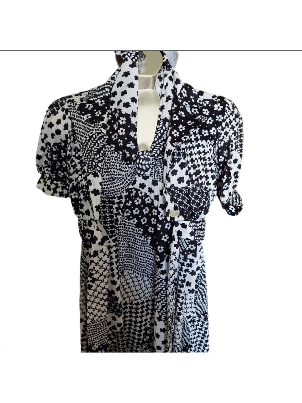 Vintage The House of Nu-Mode Black/White Maxi Dress with Coverup, Size 13-14